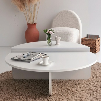 Konferenčný stolík PODIUM biela, sada 2 ks 4