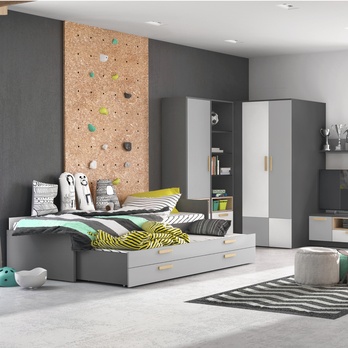 Výsuvné lôžko so zásuvkami POK 14 sivá/čierna, 80x200 cm 1