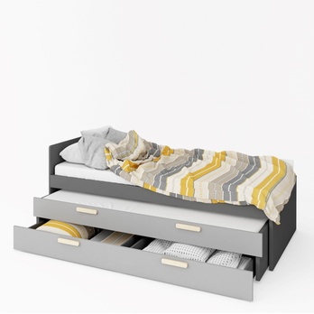 Výsuvné lôžko so zásuvkami POK 14 sivá/čierna, 80x200 cm 4