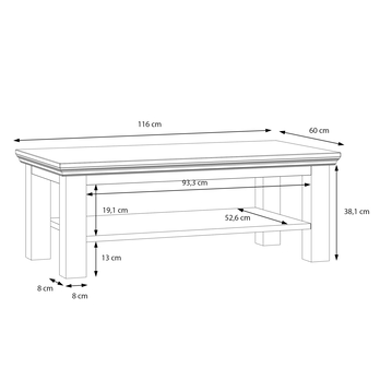 Konferenčný stolík PONTYPOOL biela/dub riva, šírka 116 cm 5