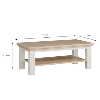 Konferenčný stolík PONTYPOOL biela/dub riva, šírka 116 cm 6