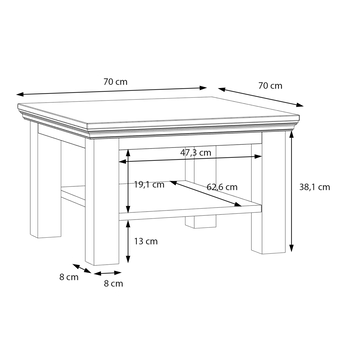 Konferenčný stolík PONTYPOOL biela/dub riva, šírka 70 cm 5