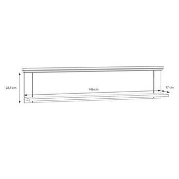 Nástenná polica PONTYPOOL biela/dub riva 3