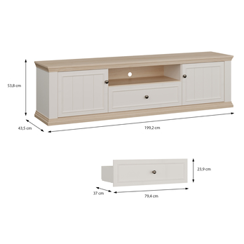 TV komoda PONTYPOOL biela/dub riva, šírka 200 cm 7
