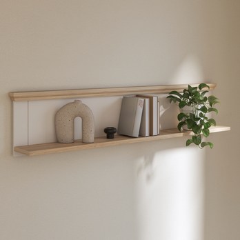 Nástenná polica PONTYPOOL biela/dub riva 1