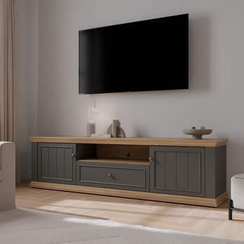 TV komoda PONTYPOOL sivá/dub mauvella, šírka 200 cm 1