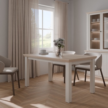 Jedálenský stôl PONTYPOOL biela/dub riva 1