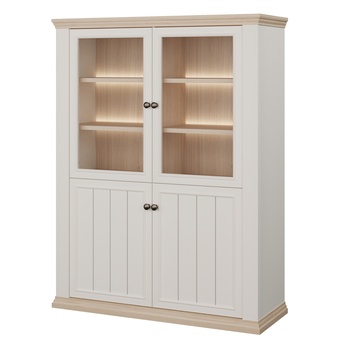 Vitrína PONTYPOOL biela/dub riva, šírka 120 cm 6