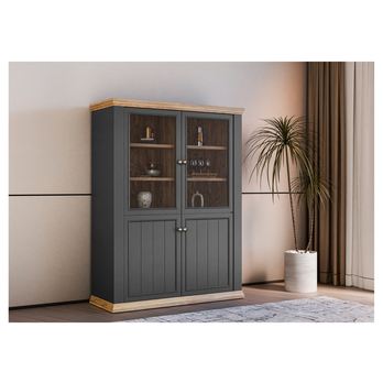 Vitrína PONTYPOOL sivá/dub mauvella, šírka 120 cm 1
