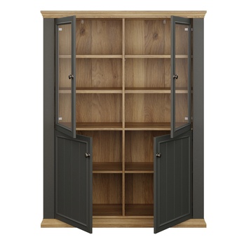 Vitrína PONTYPOOL sivá/dub mauvella, šírka 120 cm 3