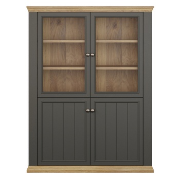 Vitrína PONTYPOOL sivá/dub mauvella, šírka 120 cm 4