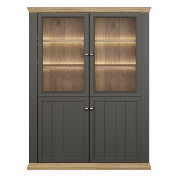 Vitrína PONTYPOOL sivá/dub mauvella, šírka 120 cm 5