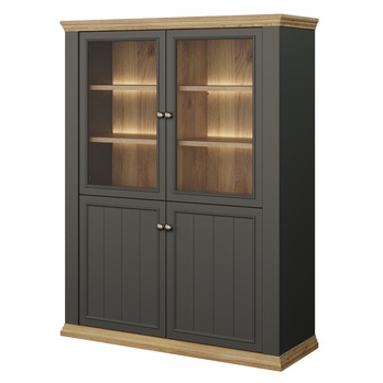 Vitrína PONTYPOOL sivá/dub mauvella, šírka 120 cm 6