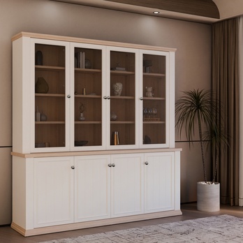 Knižnica PONTYPOOL biela/dub riva 7