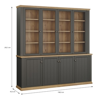Knižnica PONTYPOOL sivá/dub mauvella 10