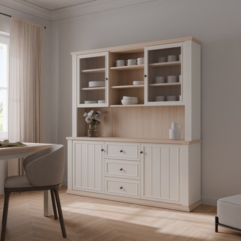 Príborník PONTYPOOL biela/dub riva 1