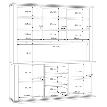Príborník PONTYPOOL biela/dub riva 9