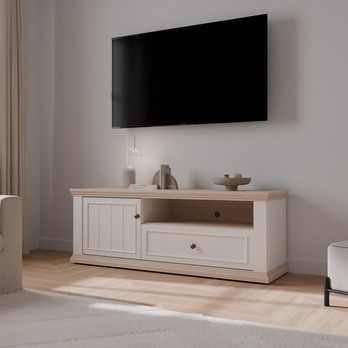 TV komoda PONTYPOOL biela/dub riva, šírka 150 cm 1