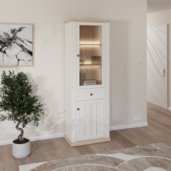 Vitrína PONTYPOOL biela/dub riva, šírka 70 cm, ľavá/pravá 9