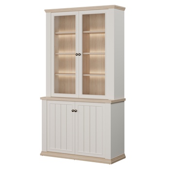 Vitrína PONTYPOOL biela/dub riva, šírka 110 cm 6