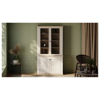 Vitrína PONTYPOOL biela/dub riva, šírka 110 cm 8