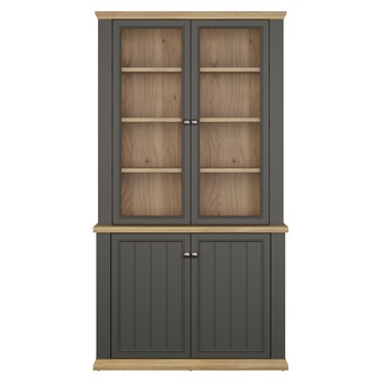 Vitrína PONTYPOOL sivá/dub mauvella, šírka 110 cm 4