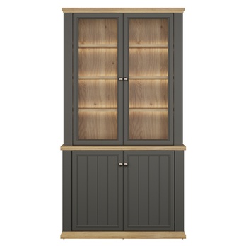 Vitrína PONTYPOOL sivá/dub mauvella, šírka 110 cm 5