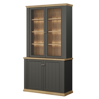 Vitrína PONTYPOOL sivá/dub mauvella, šírka 110 cm 6