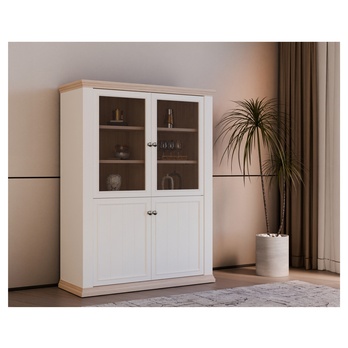 Vitrína PONTYPOOL biela/dub riva, šírka 120 cm 1