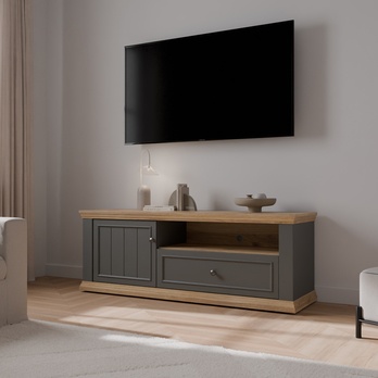 TV komoda PONTYPOOL sivá/dub mauvella, šírka 150 cm 1