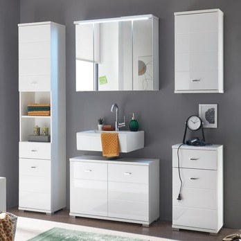 Zrkadlová skrinka POOL  biela vysoký lesk, 80 cm 1