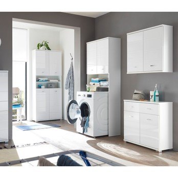 Skriňa nad práčku POOL biela vysoký lesk 1