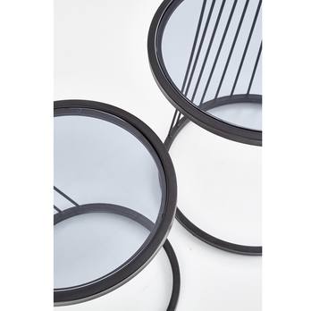 Sada 2 prístavných stolkov POSEIDON čierna/dymové sklo 2