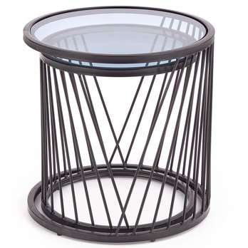 Sada 2 prístavných stolkov POSEIDON čierna/dymové sklo 3