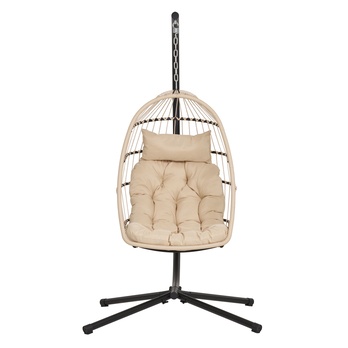 Závesné kreslo POTROS béžová/sivá/čierna 2