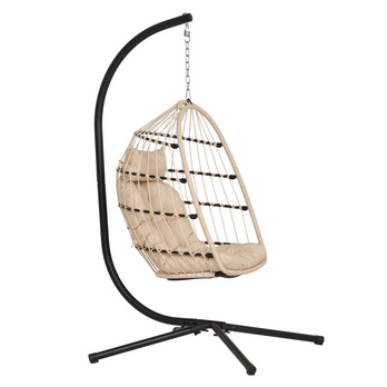 Závesné kreslo POTROS béžová/sivá/čierna 3