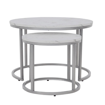 Konferenčný stolík POULO mramor/strieborná, sada 2 ks 1