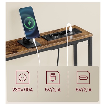Konzolový stolík POWER STRIP 2 hnedá/čierna 3