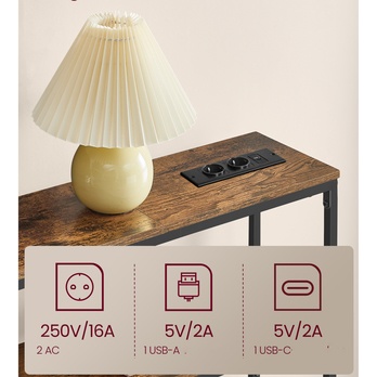 Konzolový stolík POWER STRIP čierna/hnedá 4
