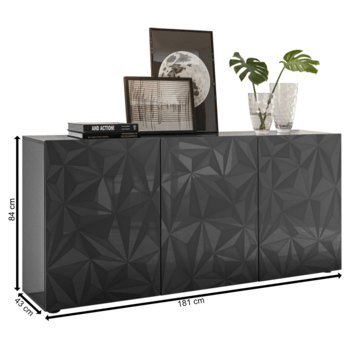 Komoda PRISMA 7 sivá lesklá 5