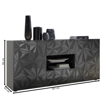 Komoda PRISMA 8 sivá lesklá 3