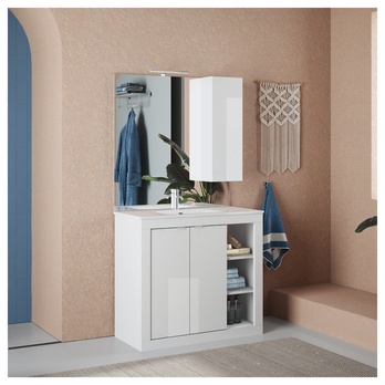 Umývadlová skrinka s umývadlom PROTA 4 biela lesklá 1