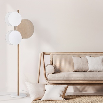 Stojacia lampa PULSE biela/prírodná 1