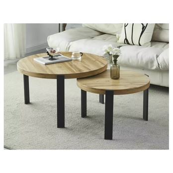 Konferenčný stolík PULU dub artisan/čierna, sada 2 ks 1