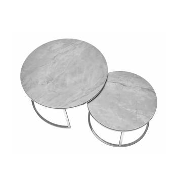 Konferenčný stolík PURTOFANU sivá/chróm, sada 2 ks 1