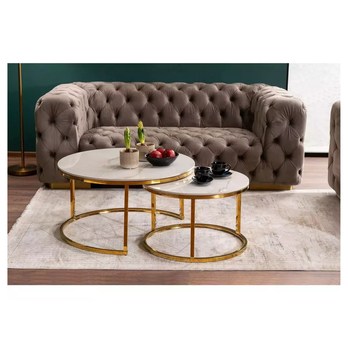 Konferenčný stolík PURTOFANU biela/zlatá, sada 2 ks 1