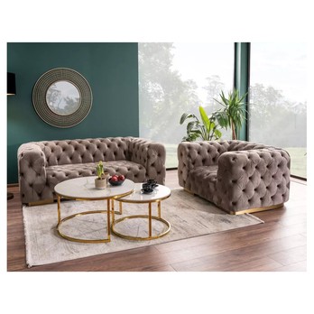 Konferenčný stolík PURTOFANU biela/zlatá, sada 2 ks 3