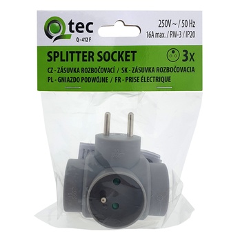 Rozbočovacia zásuvka Q-412F sivá, 3 zásuvky 1
