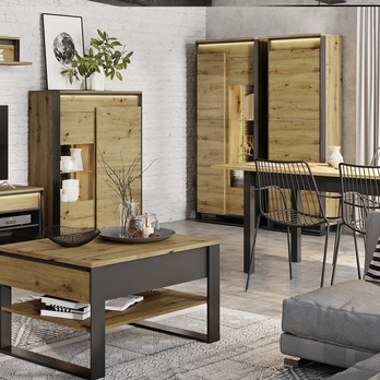 Skriňa/regál QUANT 02 dub artisan/čierna 1