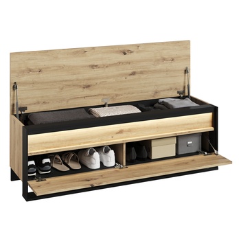 Lavica na topánky QUANT QG-04 dub artisan/čierna 2